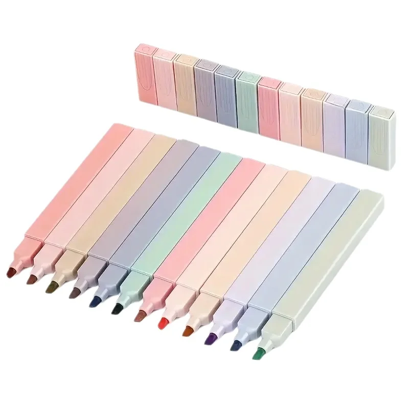 12 Colors Fluorescent Highligh - Highlighter Set Pastel ulasan dan harga